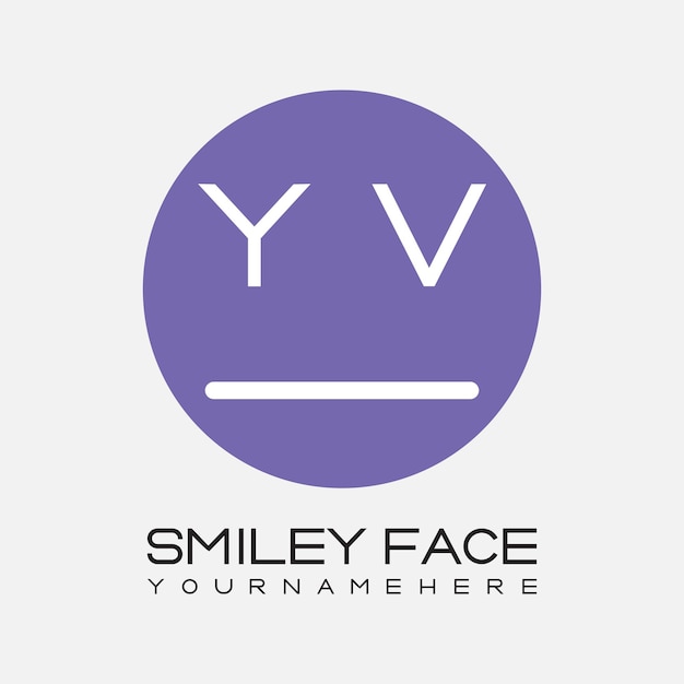 Monograma inicial YV para el logotipo de la cara sonriente con diseño de estilo circular