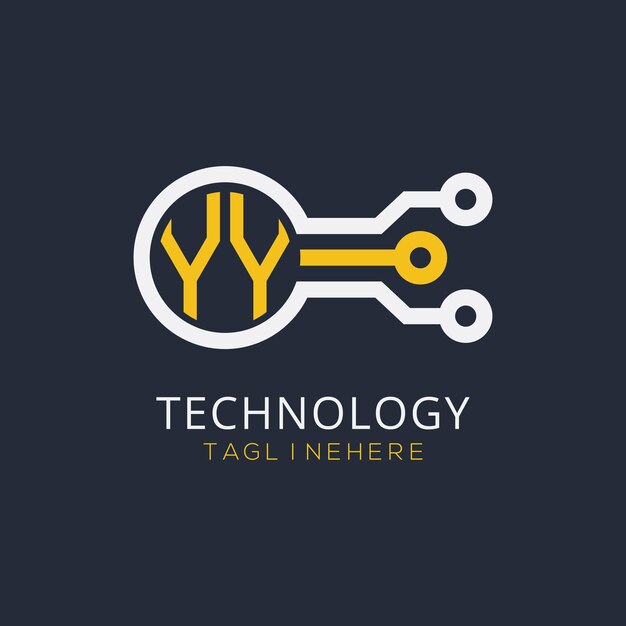 Monograma inicial YY para el logotipo tecnológico con diseño de estilo circular
