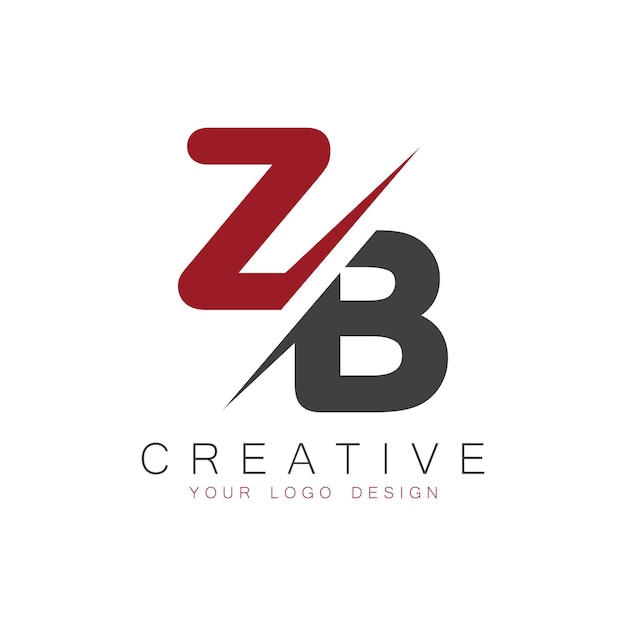 Monograma inicial ZB con el logotipo creativo de las letras