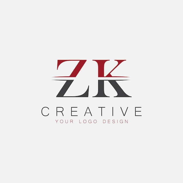 Monograma inicial ZK con el logotipo creativo de las letras