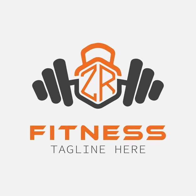 Monograma inicial ZR para el logotipo de Fitness con diseño de estilo polígono