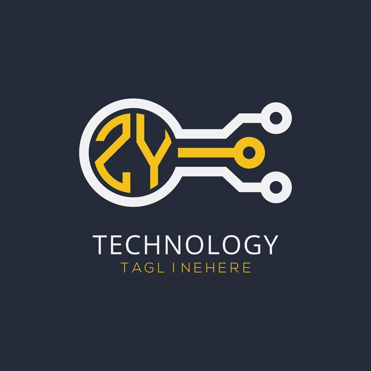 Vector monograma inicial zy para el logotipo tecnológico con diseño de estilo circular