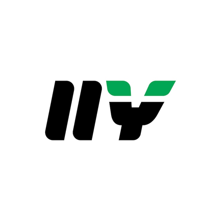 Vector monograma de las iniciales de la marca lly con hoja verde
