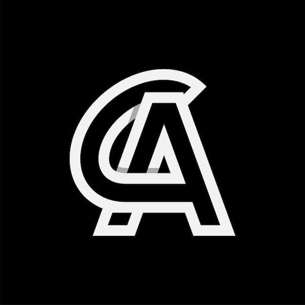Monograma de la letra AC o CA La letra A con la combinación de la letra C de la plantilla de diseño del logotipo
