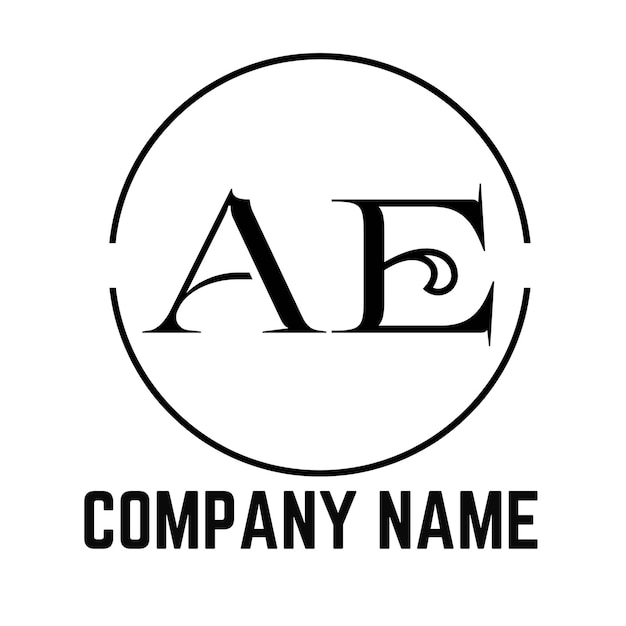 Monograma Letra AE Diseño del logotipo Logotipo en blanco y negro Utilizable para logotipos comerciales Logotipo de vector plano