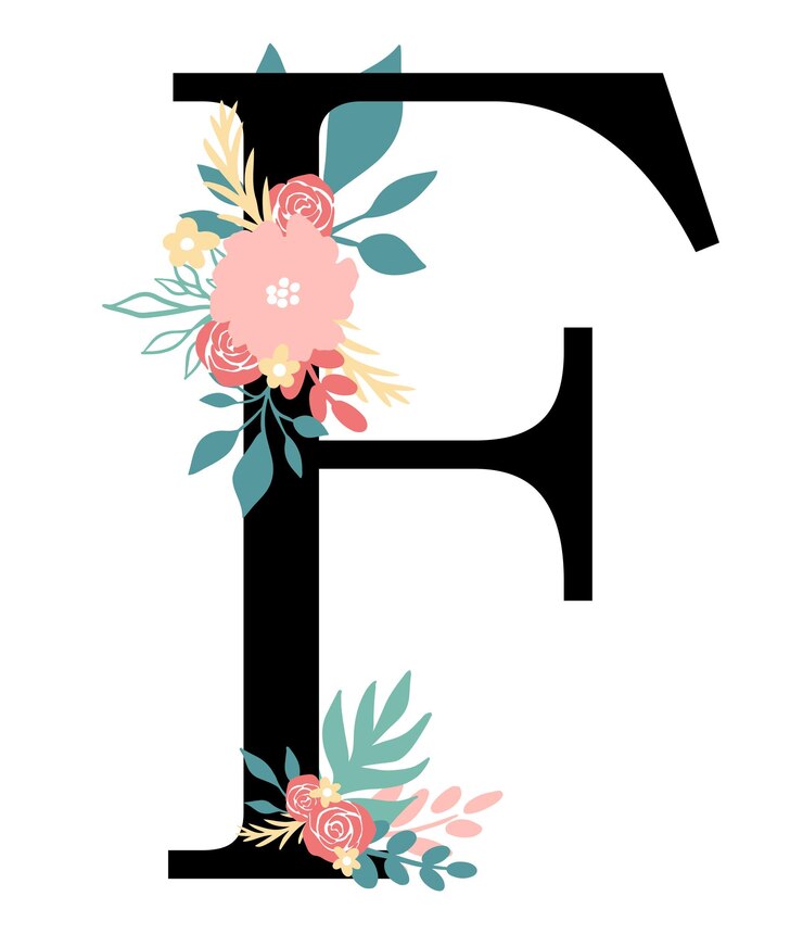 Vector monograma de la letra floral f