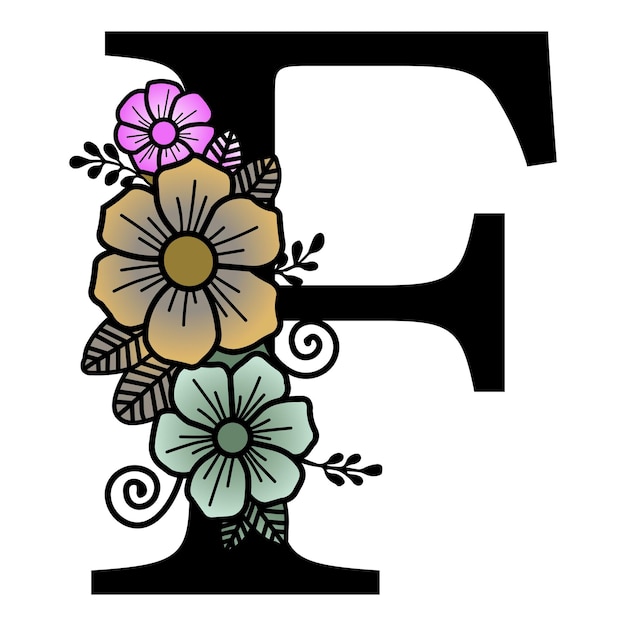 Monograma de la letra floral F