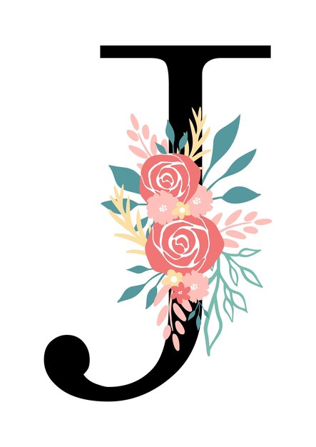 Monograma de la letra floral J