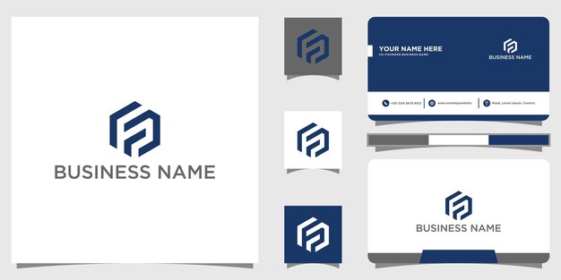 monograma letra FP o logotipo PF con plantilla de tarjeta de visita