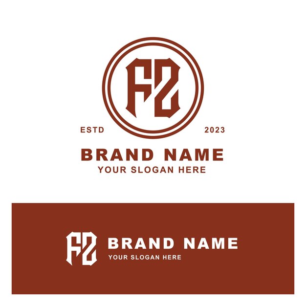 Monograma letra FZ o ZF con estilo moderno bueno para ropa de marca streetwear