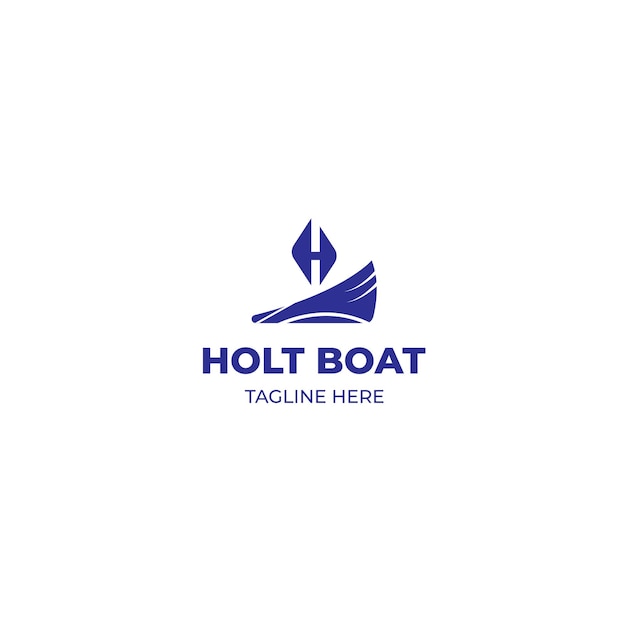 Monograma de la letra H Logotipo del barco Logotipo del club de yates plantilla de diseño vectorial y completamente editable