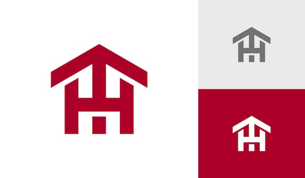 Monograma de letra HT o TH con vector de diseño de logotipo de forma de casa