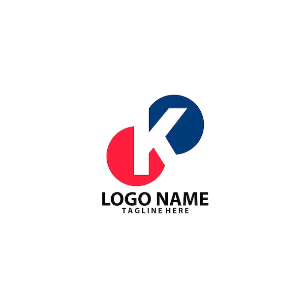 Monograma de la letra K en mayúscula con el diseño del logotipo del vector del círculo