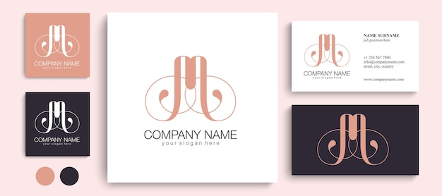 Monograma de letra M Lujo elegante Logotipo M Estilo caligráfico Diseño vectorial Lujoso monograma creativo lineal