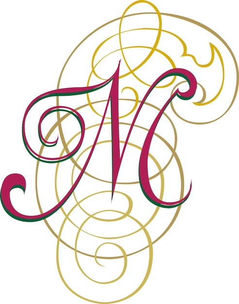 Monograma de letra mayúscula m. las elegantes letras iniciales del alfabeto floral. decorativo de filigrana vintage.