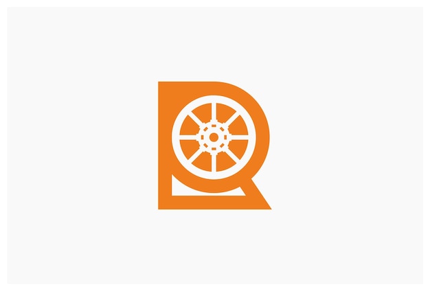Monograma de letra R con diseño de logotipo de disco