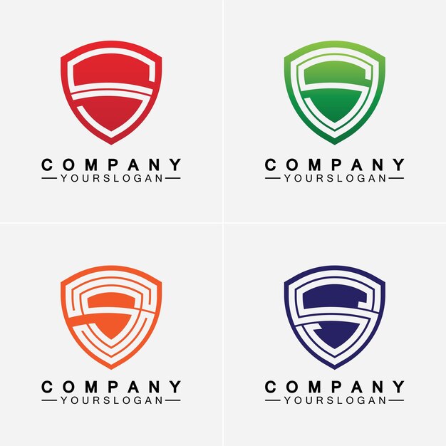Monograma de letra S y combinación de signo de escudo Concepto de diseño de logotipo de arte lineal