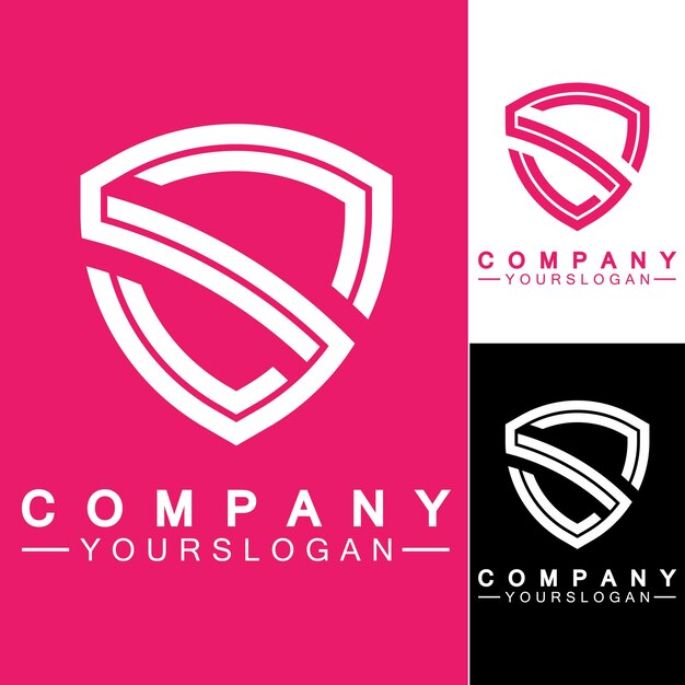 Monograma de letra S y combinación de signo de escudo Concepto de diseño de logotipo de arte lineal