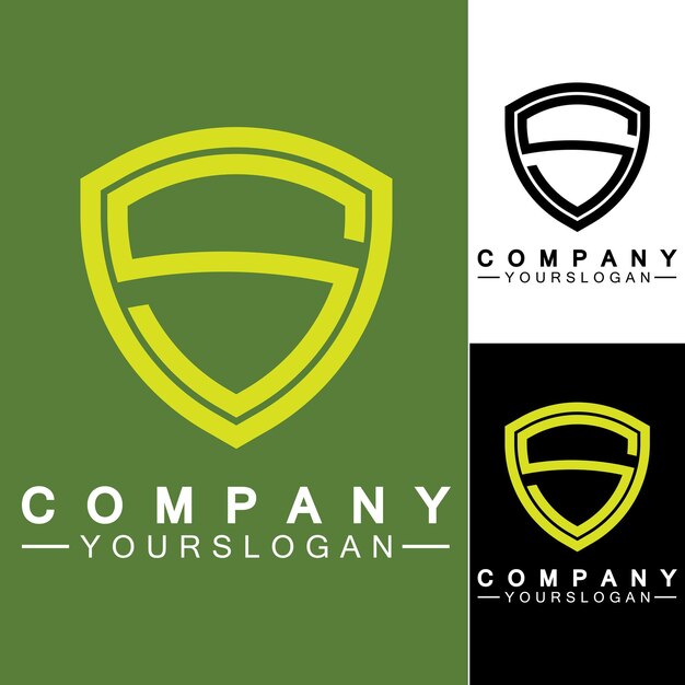 Monograma de letra S y combinación de signo de escudo Concepto de diseño de logotipo de arte lineal
