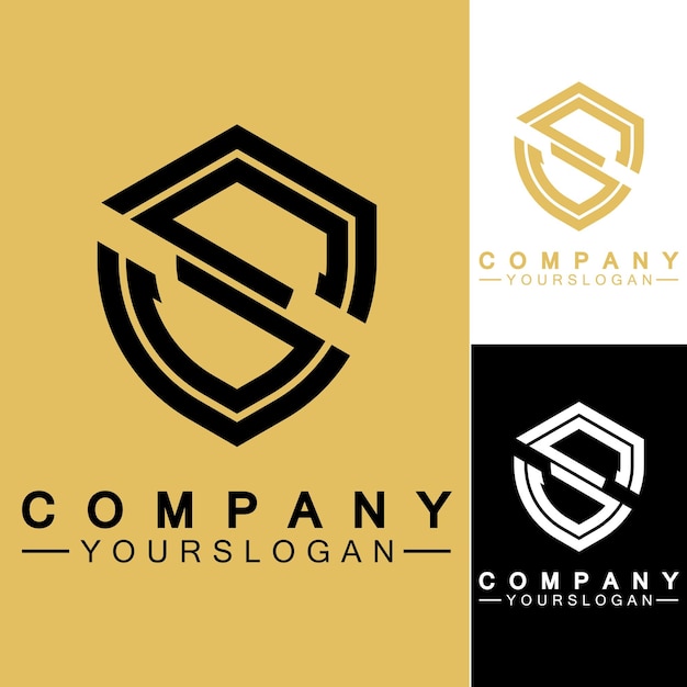 Monograma de letra S y combinación de signo de escudo Concepto de diseño de logotipo de arte lineal