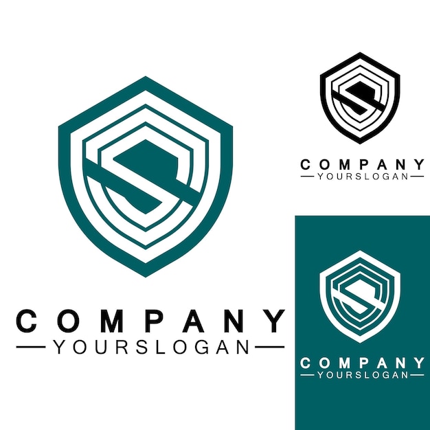 Monograma de letra S y combinación de signo de escudo Concepto de diseño de logotipo de arte lineal