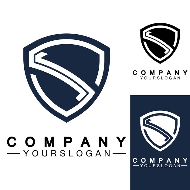 Monograma de letra S y combinación de signo de escudo Concepto de diseño de logotipo de arte lineal