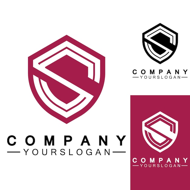 Monograma de letra S y combinación de signo de escudo Concepto de diseño de logotipo de arte lineal