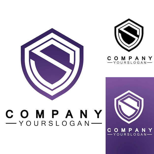 Monograma de letra S y combinación de signo de escudo Concepto de diseño de logotipo de arte lineal