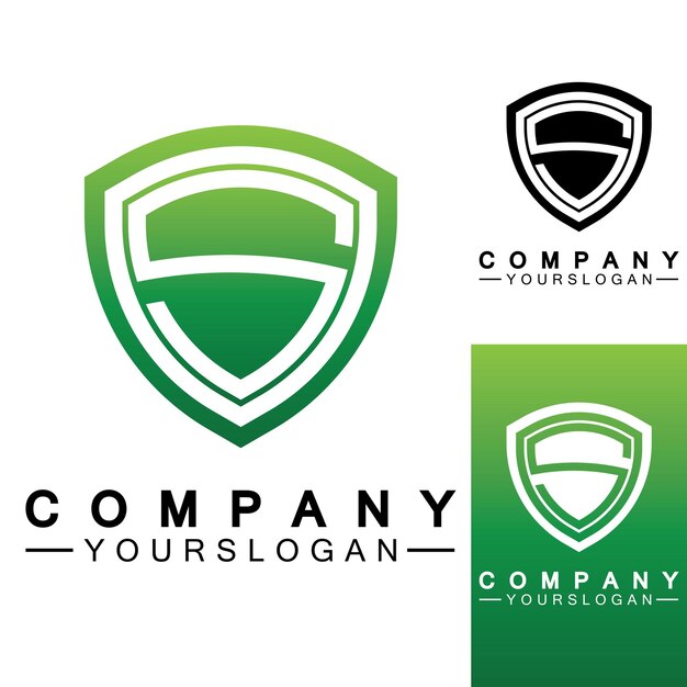 Monograma de letra S y combinación de signo de escudo Concepto de diseño de logotipo de arte lineal