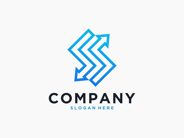 Monograma letra S con diseño de logotipo de flecha