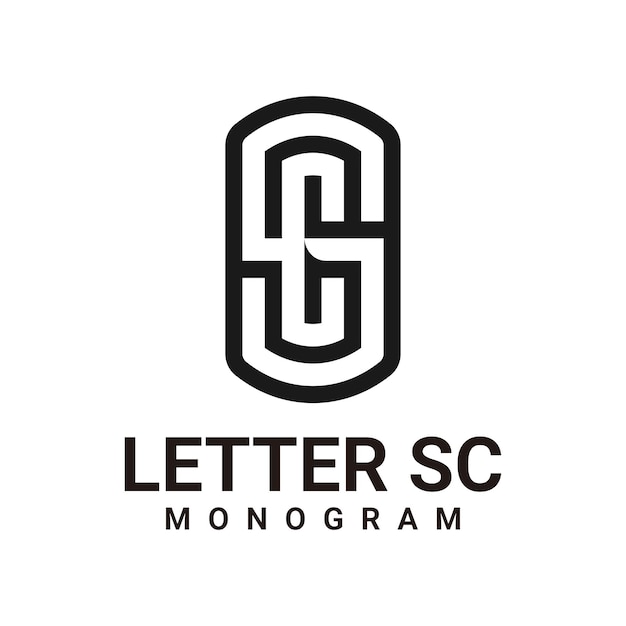 Vector monograma letra sc