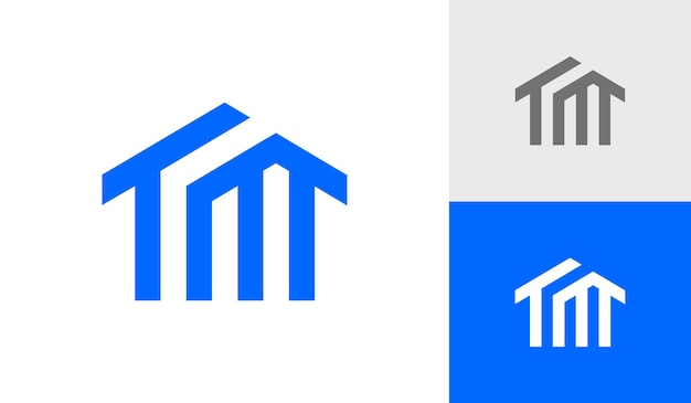 Monograma de letra TM con vector de diseño de logotipo de forma de casa