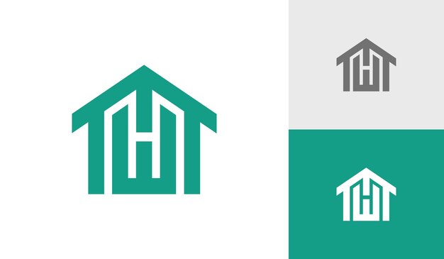 Monograma de letra WM o MW con vector de diseño de logotipo de forma de casa