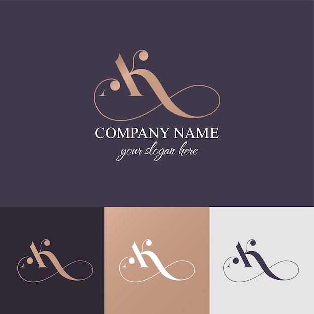 Monograma de letras ak elegante logotipo de lujo estilo caligráfico identidad corporativa y logotipo personal diseño vectorial lujoso monograma creativo lineal