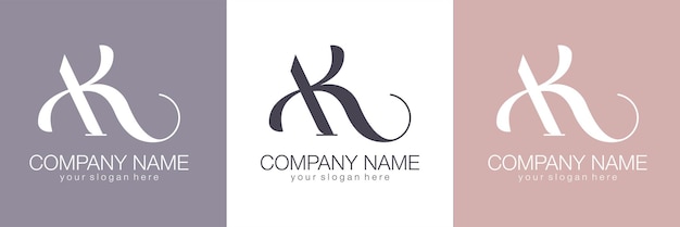 Monograma de letras AK Elegante logotipo de lujo Estilo caligráfico Identidad corporativa y logotipo personal Diseño vectorial Lujoso monograma creativo lineal