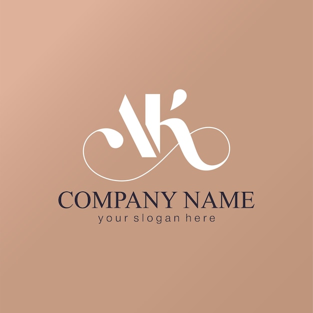 Vector monograma de letras ak elegante logotipo de lujo estilo caligráfico identidad corporativa y logotipo personal diseño vectorial lujoso monograma creativo lineal