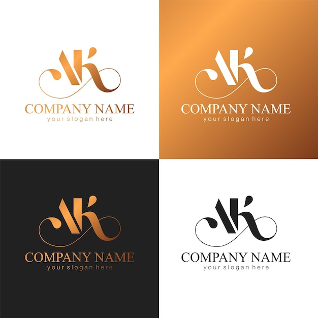 Monograma de letras AK Elegante logotipo de lujo Estilo caligráfico Identidad corporativa y logotipo personal Diseño vectorial Lujoso monograma creativo lineal