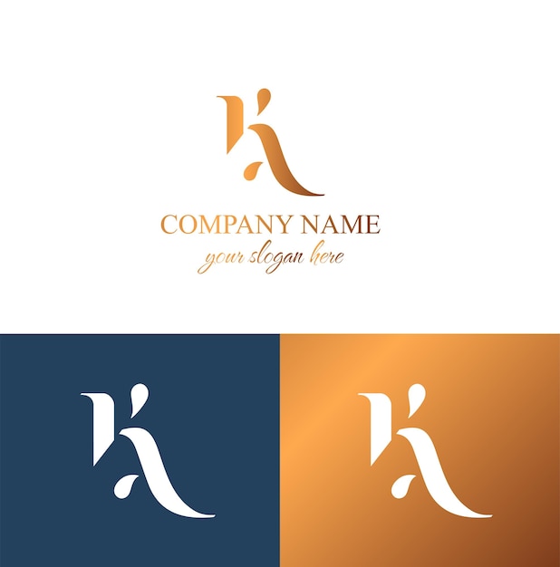 Monograma de letras AK K Lujo elegante Logotipo KA Estilo caligráfico Diseño vectorial Lujoso monograma creativo lineal