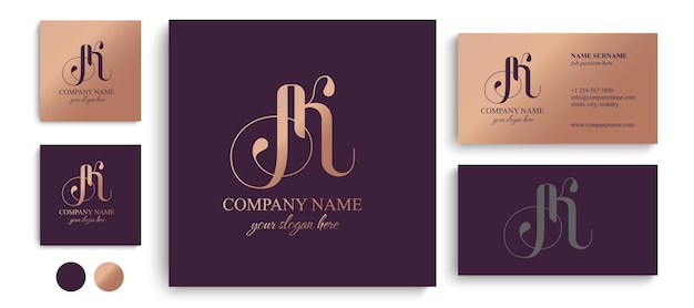Monograma de letras AK Lujo elegante Logotipo KA Estilo caligráfico Diseño vectorial Lujoso monograma creativo lineal