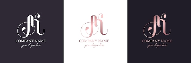 Monograma de letras AK Lujo elegante Logotipo KA Estilo caligráfico Identidad corporativa y logotipo personal Diseño vectorial