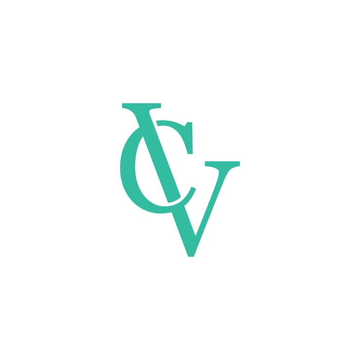 Vector un monograma de las letras c y v. también se puede leer como vc o vc