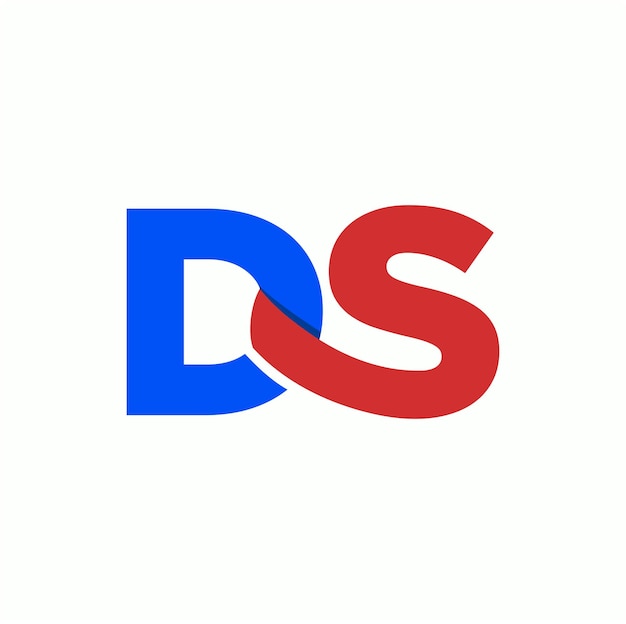 Monograma de letras iniciales de la compañía DS Letras DS unidas Logotipo azul y rojo DS