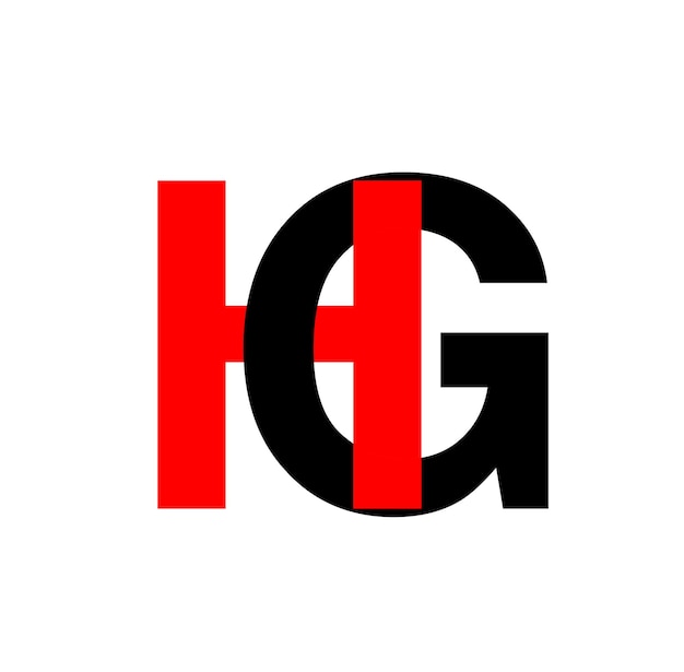 Monograma de letras iniciales de la marca HG con punto verde Ícono de la marca HG