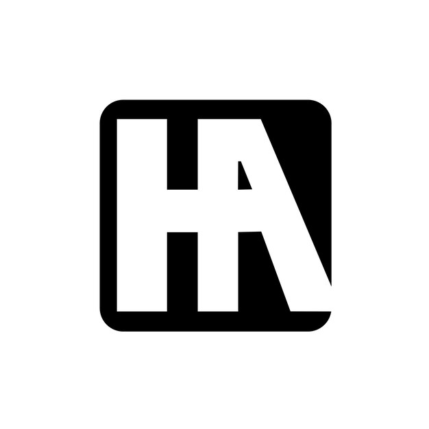 El monograma de letras iniciales del nombre de la empresa HA se unió al logotipo de HA