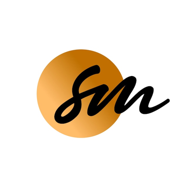 Vector monograma de letras iniciales del nombre de la empresa sm con forma redonda