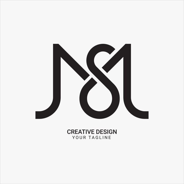 Vector monograma de línea inicial creativa ms o sm tipografía de marca única diseño de logotipo moderno