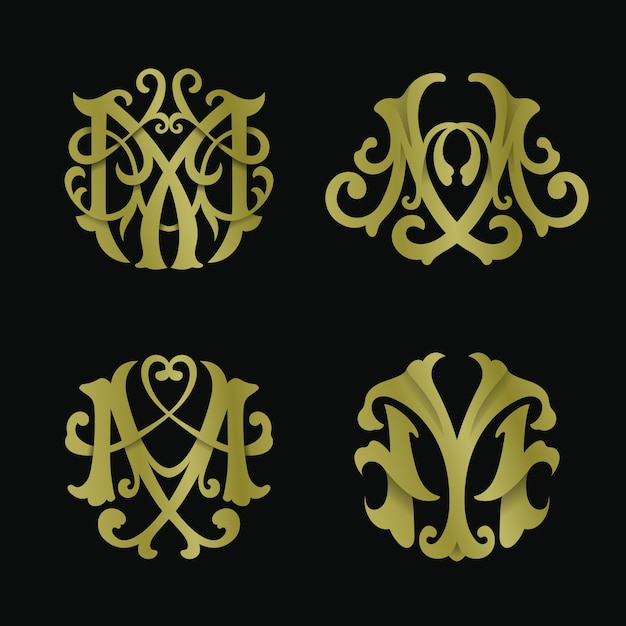 monograma logo set letra M