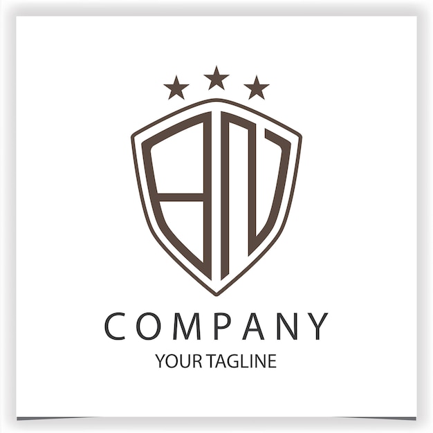 Monograma del logotipo BN con forma de escudo colores negros aislados en la plantilla de diseño de contorno plantilla elegante premium vector eps 10