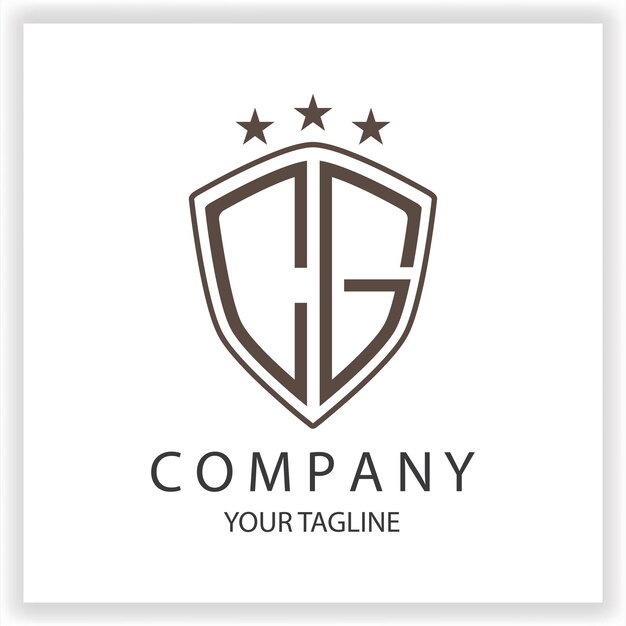 Monograma del logotipo CG con forma de escudo colores negros aislados en plantilla de diseño de contorno plantilla elegante premium vector eps 10