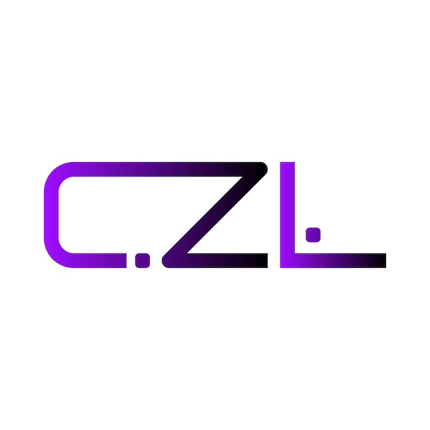 El monograma del logotipo de CZL, la marca inicial, el gradiente púrpura, el diseño minimalista moderno, la letra y el símbolo del icono.